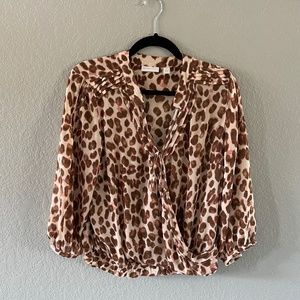 New York & Company Leopard Print Blouse Size M